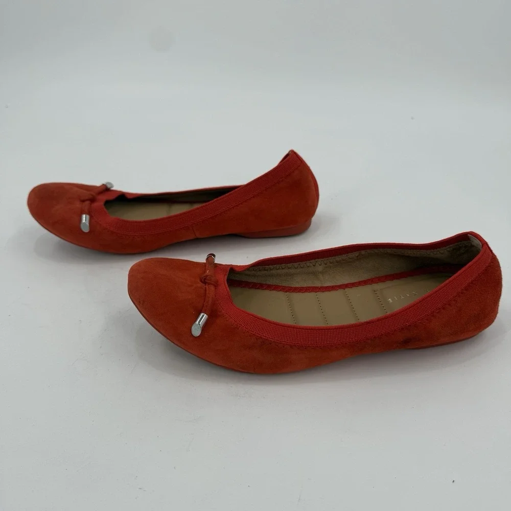 Kelly & Katie Women's 8.5M Orange Suede Ballet Flats Bow Slip On Shoes
